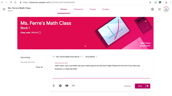 Google Classroom, a free classroom management software