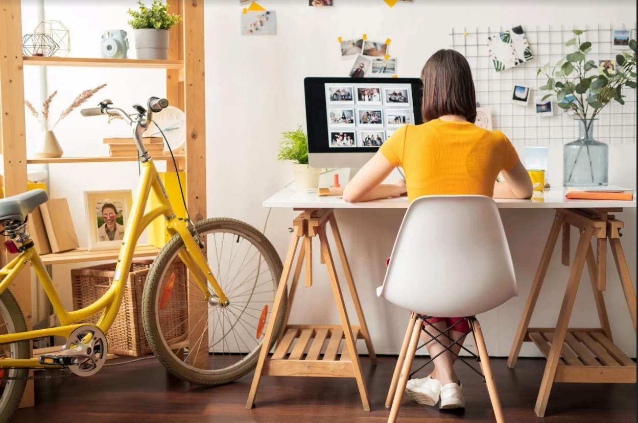 yellow bike working